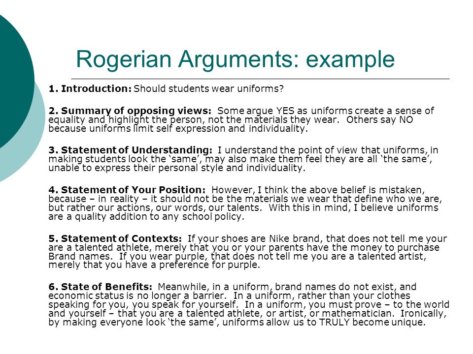 Sample rogerian argument essay