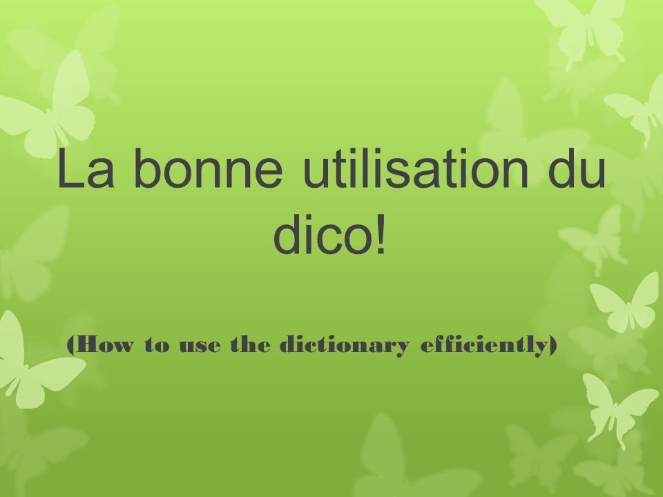 La bonne utilisation du dico! (How to use the dictionary