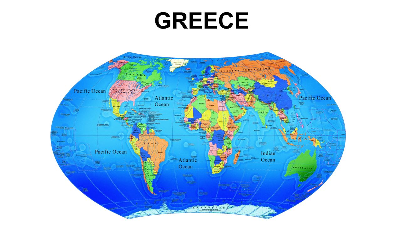 The Mediterranean Sea and the surrounding countries. Greece has a
