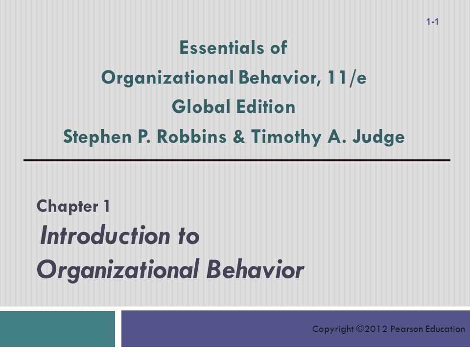 Chapter 1 Introduction to Organizational Behavior - ppt video online  download