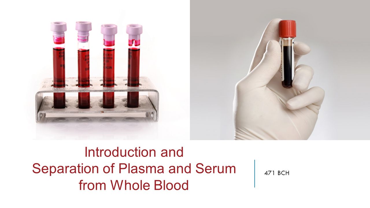 Introduction and Separation of Plasma and Serum from Whole Blood - ppt  video online download