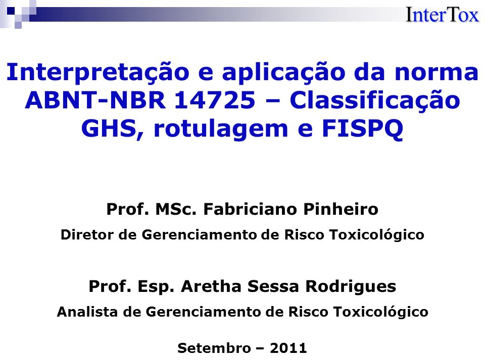 Toxicologia Aplicada ao GHS