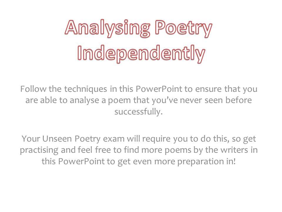 Analysing Poetry PowerPoint