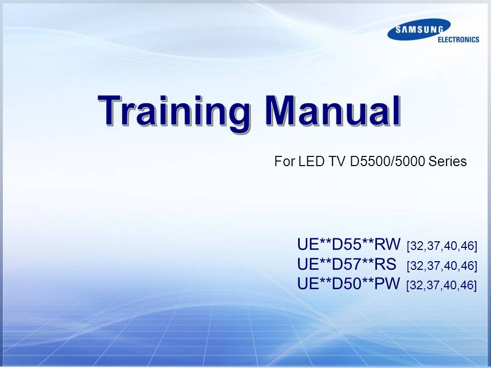 Training Manual UE**D55**RW [32,37,40,46] UE**D57**RS [32,37,40,46] - ppt  video online download