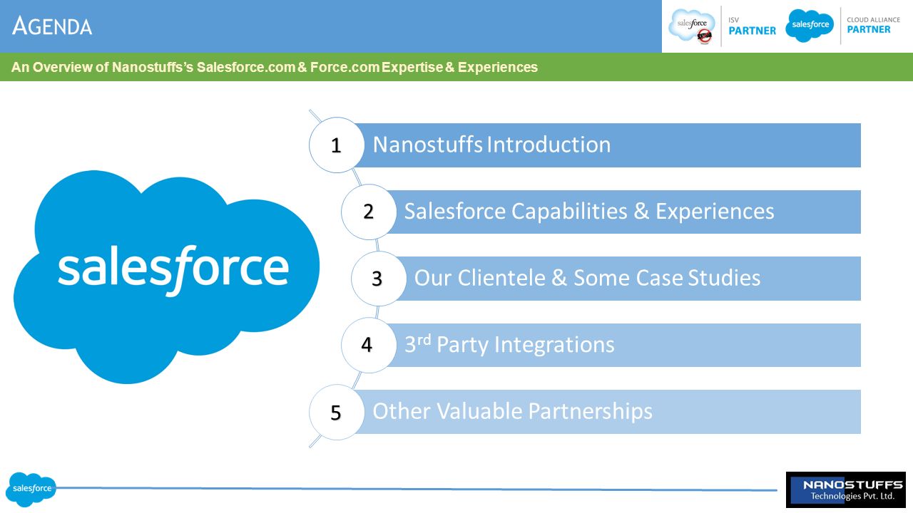 A GENDA An Overview of Nanostuffs's Salesforce.com & Force.com Expertise &  Experiences ppt download