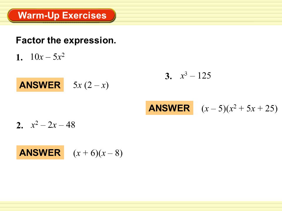 Factor The Expression X 5x2 3 X3 125 Answer 5x 2 X Ppt Video Online Download Factor The Expression X 5x2 3 X3 125 Answer 5x 2 X Ppt Video Online Download