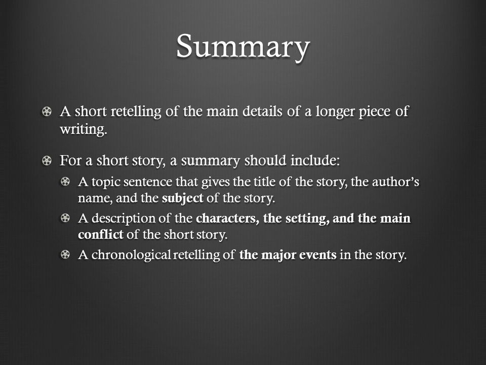 short summary of any story