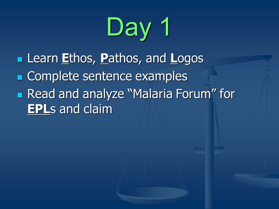 Day 1 Learn Ethos, Pathos, and Logos Complete sentence examples ...