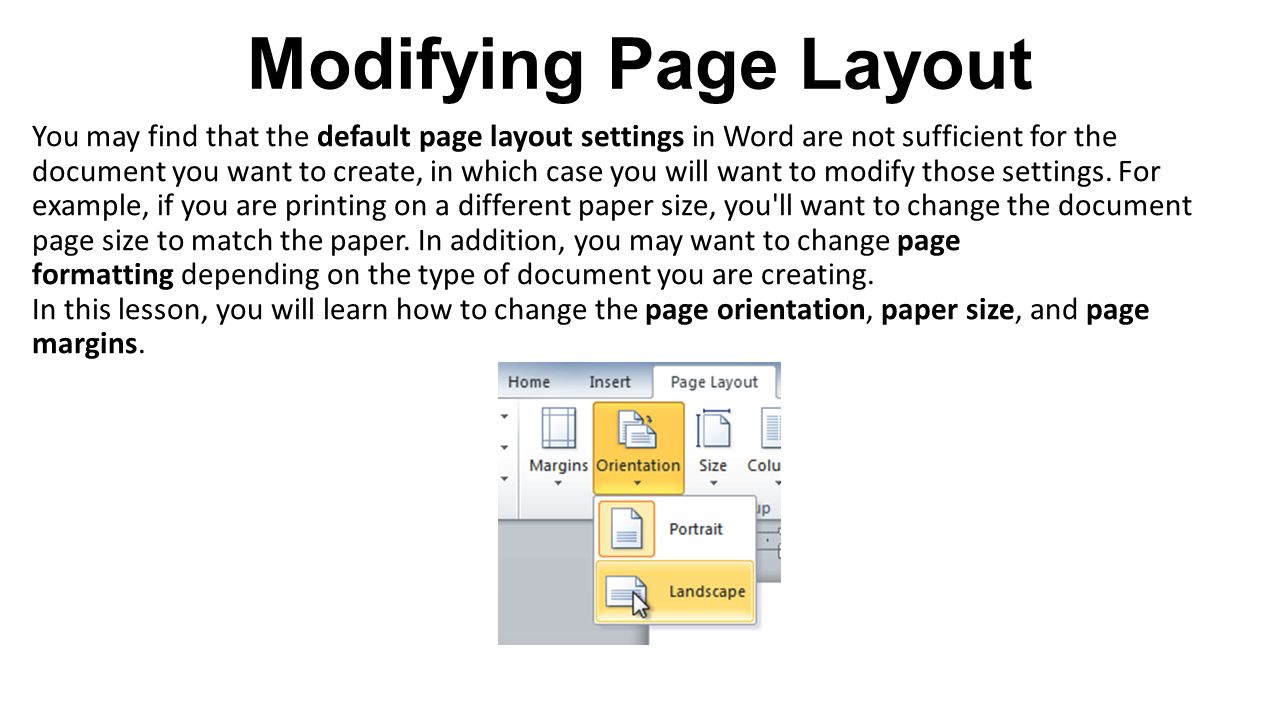 how to change default page layout in word how to change default page layout in word
