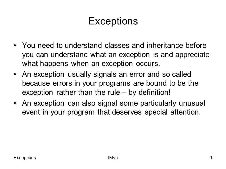 Exceptions and Inheritance