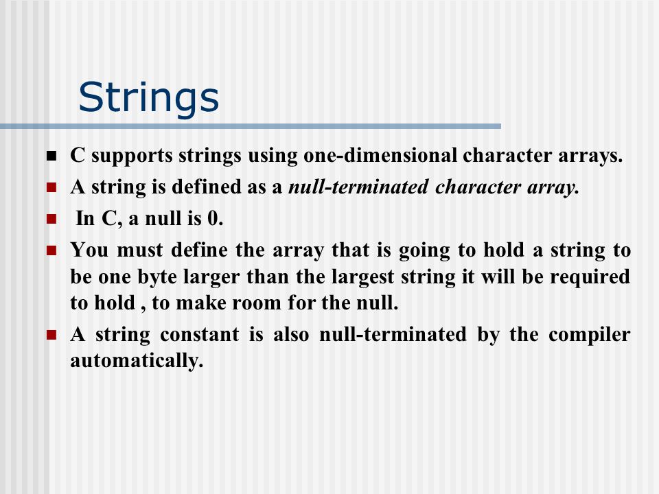 C null terminated String.
