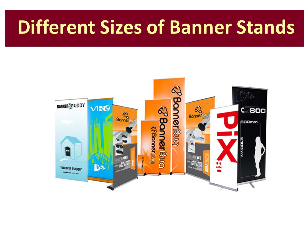 Different Sizes of Banner Stands. Banner Bug SystemVisual AreaGraphic  SizeAs It StandsWeight x 510mm230 x 740mm 220 x 580mmS/S 1.5kg D/S 2kg ppt  download