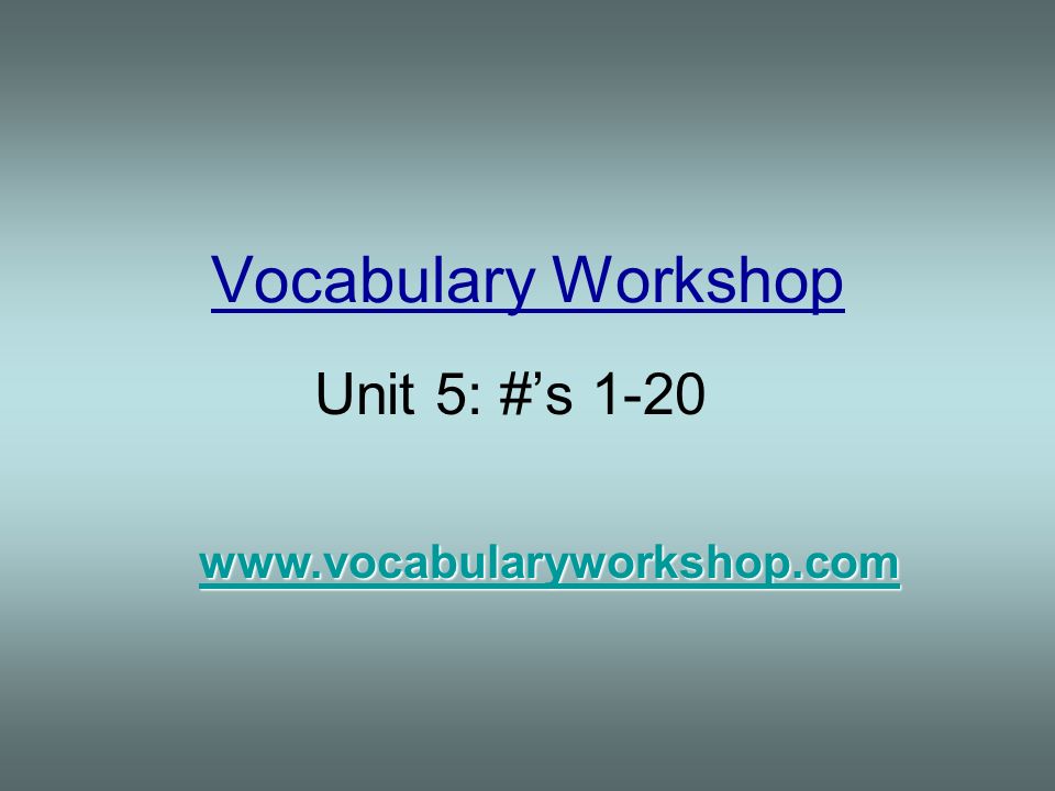 PPT - Vocabulary Unit 5 PowerPoint Presentation, free download