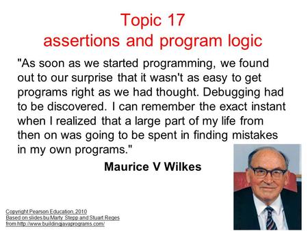 Topic 17 assertions and program logic