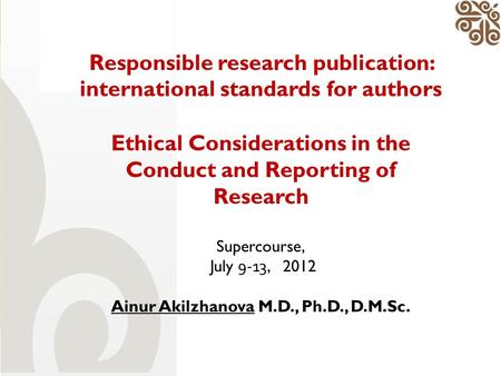 Responsible research publication: international standards for authors