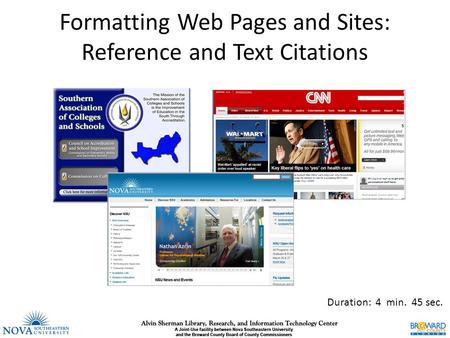 Formatting Web Pages and Sites: Reference and Text Citations Duration: 4 min. 45 sec.