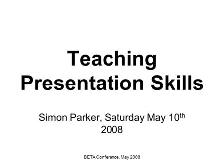 Teaching Presentation Skills