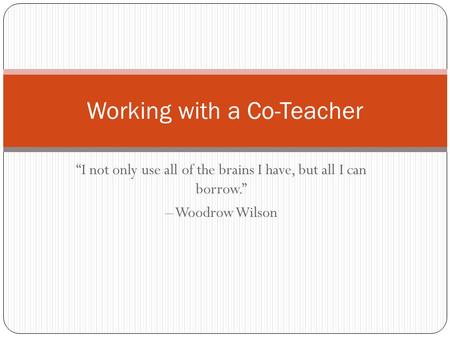 Working with a Co-Teacher