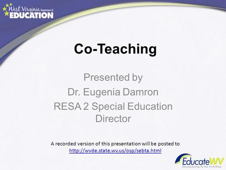 Presented by Dr. Eugenia Damron RESA 2 Special Education Director