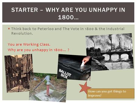 Starter – Why are you unhappy in 1800…