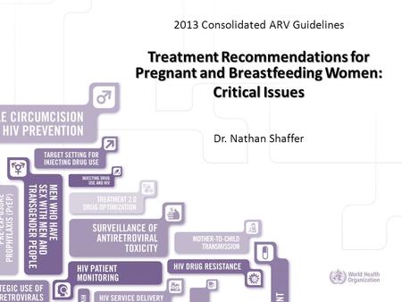 HIV/AIDS DEPARTMENT 2013 Consolidated ARV Guidelines Treatment Recommendations for Pregnant and Breastfeeding Women: Critical Issues Dr. Nathan Shaffer.