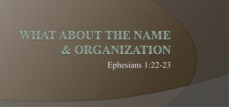 Ephesians 1:22-23. Previous Studies  Bible Authority  Differences of the Old & New Testaments  Origin of the church.