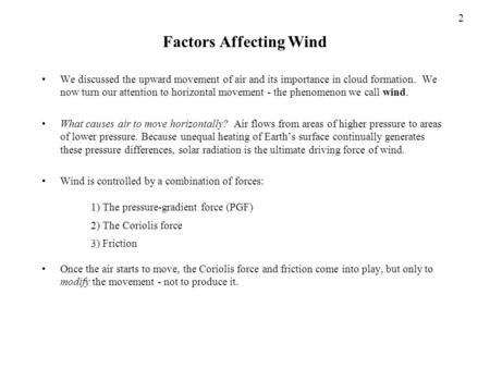 Factors Affecting Wind