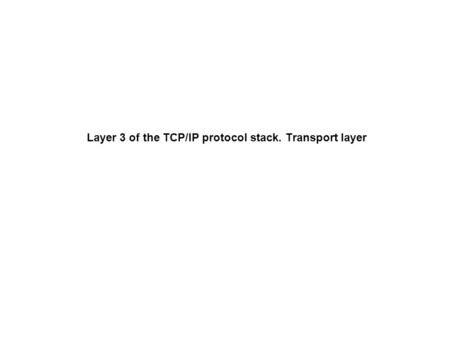 Layer 3 of the TCP/IP protocol stack. Transport layer.