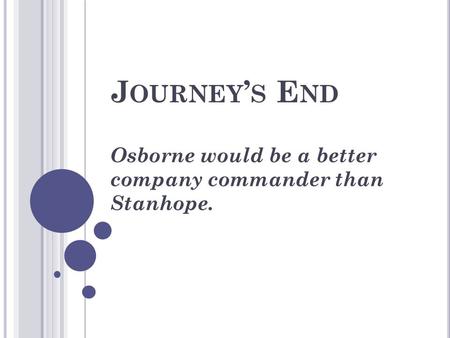 J OURNEY ’ S E ND Osborne would be a better company commander than Stanhope.