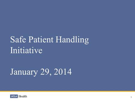 1 Safe Patient Handling Initiative January 29, 2014.