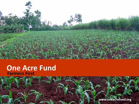 One Acre Fund Farmers First www.oneacrefund.org CONFIDENTIAL.