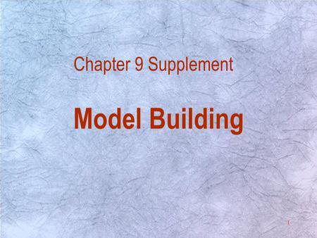 1 Chapter 9 Supplement Model Building. 2 Introduction Introduction Regression analysis is one of the most commonly used techniques in statistics. It is.