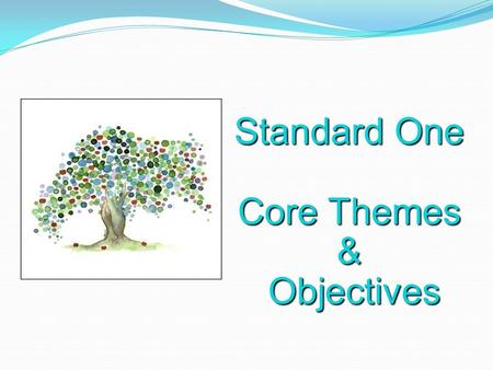 Standard One Core Themes & Objectives Objectives.
