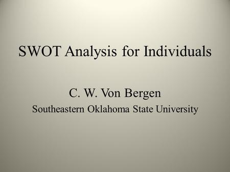 SWOT Analysis for Individuals