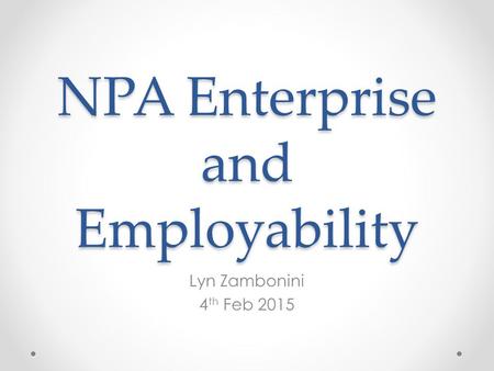 NPA Enterprise and Employability