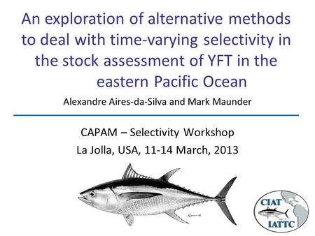 An exploration of alternative methods to deal with time-varying selectivity in the stock assessment of YFT in the eastern Pacific Ocean CAPAM – Selectivity.