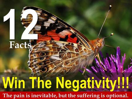 Win The Negativity!!! The pain is inevitable, but the suffering is optional. 12 Facts.