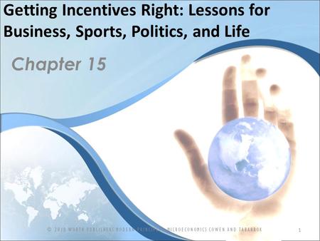 Getting Incentives Right: Lessons for Business, Sports, Politics, and Life Chapter 15 1 © 2010 WORTH PUBLISHERS MODERN PRINCIPLES: MICROECONOMICS COWEN.