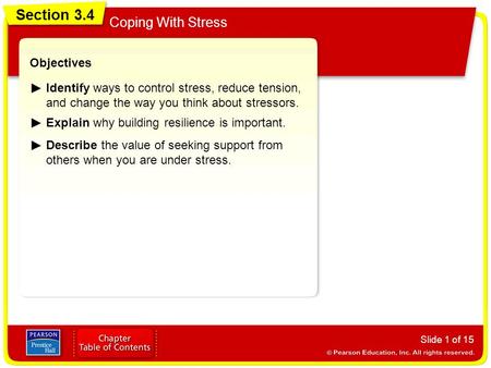 Section 3.4 Coping With Stress Objectives