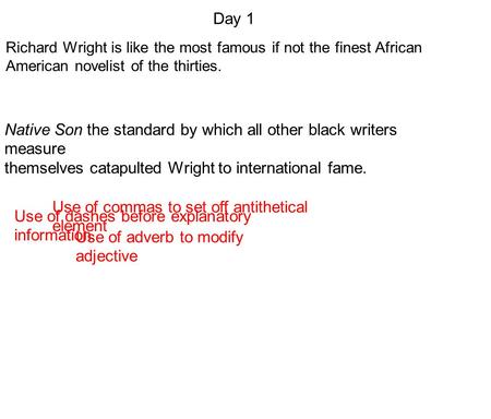 Native Son the standard by which all other black writers measure