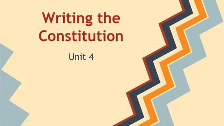 Writing the Constitution Unit 4. Significant Dates: 1776 - The Declaration of Independence 1787- Constitution Written 1788 - Constitution Ratified 1791.