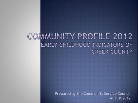 Prepared by the Community Service Council August 2012.