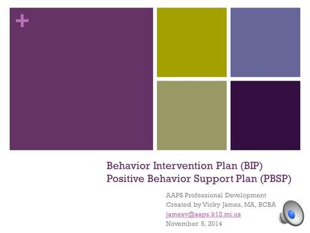 Behavior Intervention Plan (BIP) Positive Behavior Support Plan (PBSP)