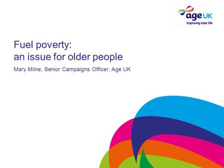 Fuel poverty: an issue for older people Mary Milne, Senior Campaigns Officer, Age UK.