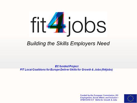 Building the Skills Employers Need Funded by the European Commission, DG Employment, Social Affairs and Inclusion - VP2013/010 ICT Skills for Growth &