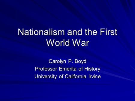 Nationalism and the First World War