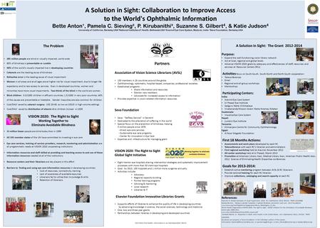 A Solution in Sight: Collaboration to Improve Access to the World's Ophthalmic Information Bette Anton¹, Pamela C. Sieving², P. Kirubanithi³, Suzanne S.