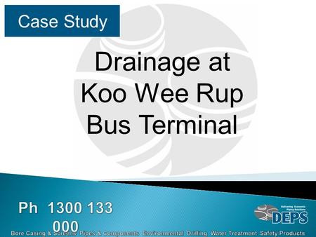 Case Study Drainage at Koo Wee Rup Bus Terminal. With Koo Wee Rup expanding at the rate it is the bus terminal needed upgrading, the land where it is.