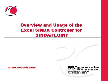 Overview and Usage of the Excel SINDA Controller for SINDA/FLUINT.