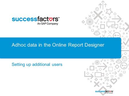 Adhoc data in the Online Report Designer Setting up additional users.
